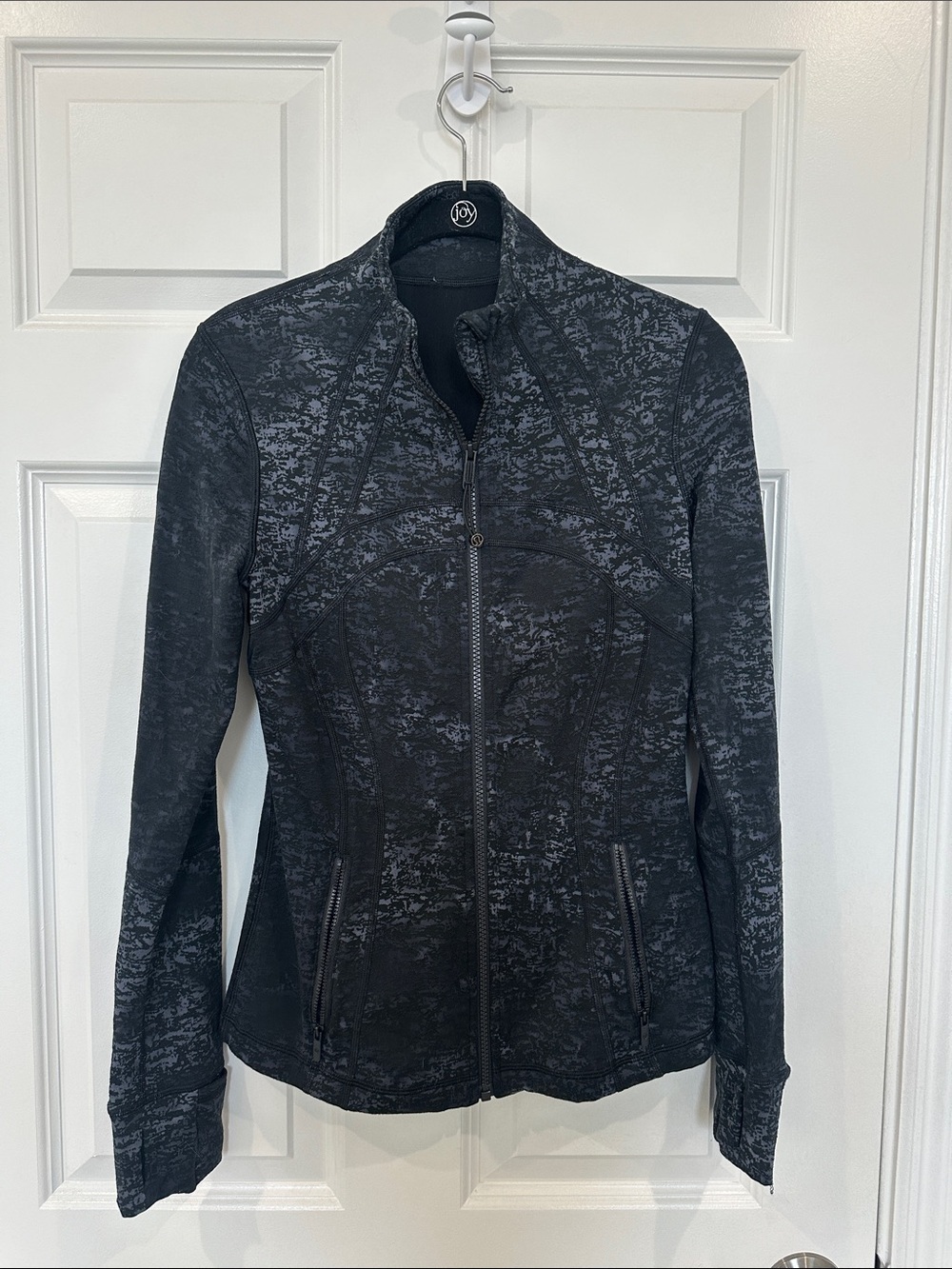 lululemon Black/Blue Marbled Full Length Zip-Up Jacket Size 6